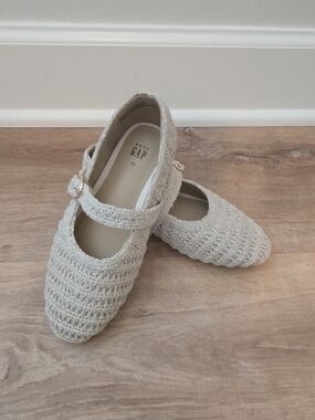 GAP Woven Crochet Mary Jane Flats in Light Beige Toddler 11